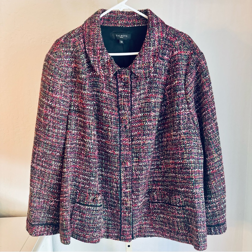 Talbots Women’s Multicolor Tweed Button Front Blazer, 24W